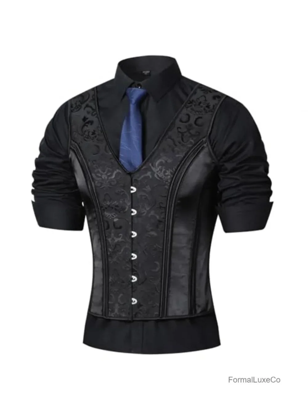 Men's Corset Vest Lace Up Boned Waist Trainer Formal Tops